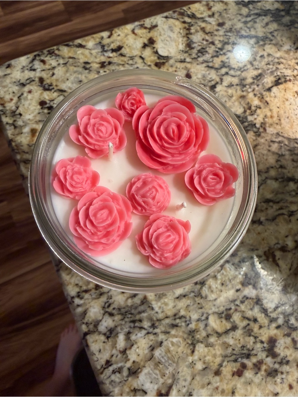 Pink Rose Floral Jar Candle